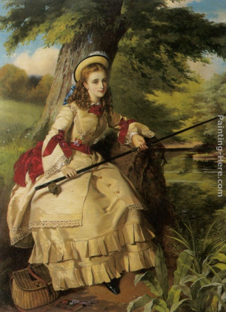 William Maw Egley A Young Lady Fishing